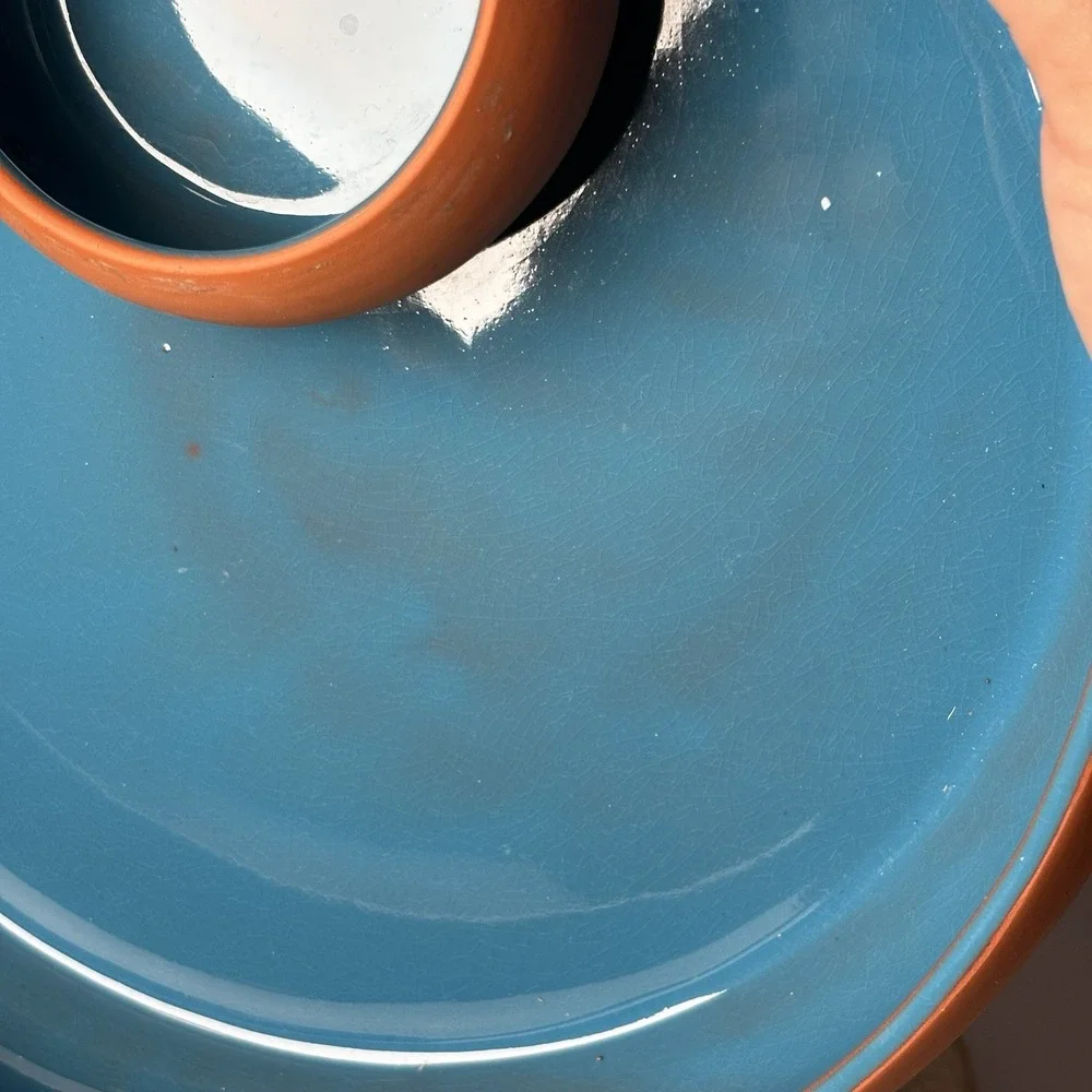 Terracotta Clay Chip And Dip Party Salsa Bowl Himark Portugal Pottery‎ Southwest